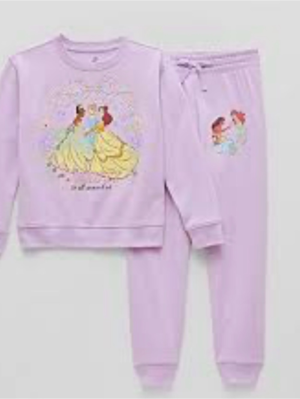 Disney Lavender Princess sweatshirt & jogger with pearls Set
